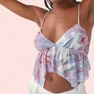 Urban Outfitters Flowing Purple and Blue Mesh Tank Top